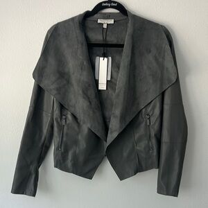 Bagatelle Grey Open Front Faux Leather Jacket